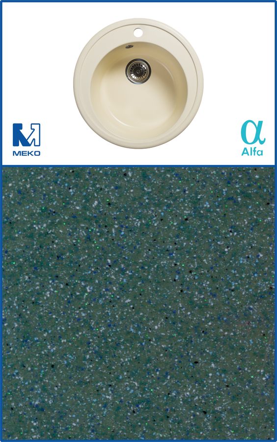 Мойка камен. d490-190, 3, 5"с отв. под смес"Зеленый" б/сиф.  (02) 