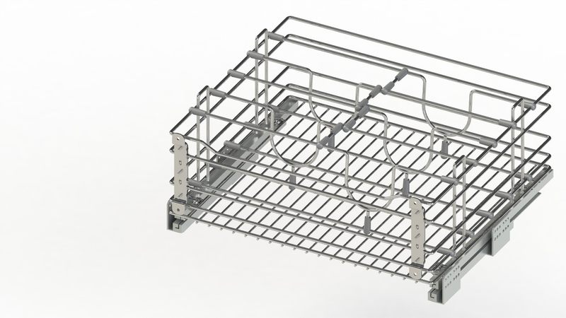 Корзина выкатная ЮММ-DTC для хран.  сковородок в нижнюю базу 600 + компл.  направ.  хром 15. 22. 03. 1. 0. 1