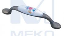 Ручка C504F/RS113AB. 3/96/W01-96мм  (цветы)  керамика/бронза