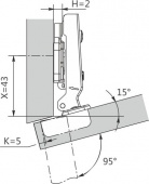 Петля -15° DTC STANDARD Click-On 48мм  (C98U686) 