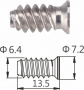 Евровинт DTC потайной 6, 4x13, 5 мм 7, 2  (подходит для линейной монтажной планки)    (E-128) 